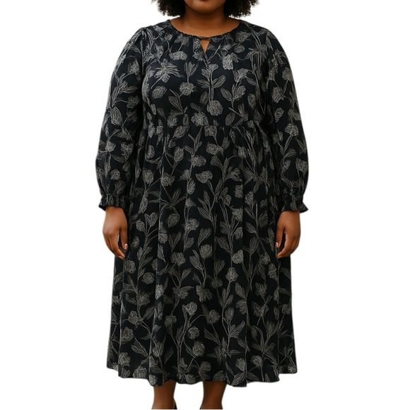 Bloomchic Long Sleeve Floral Dress Black - Picture 1 of 7